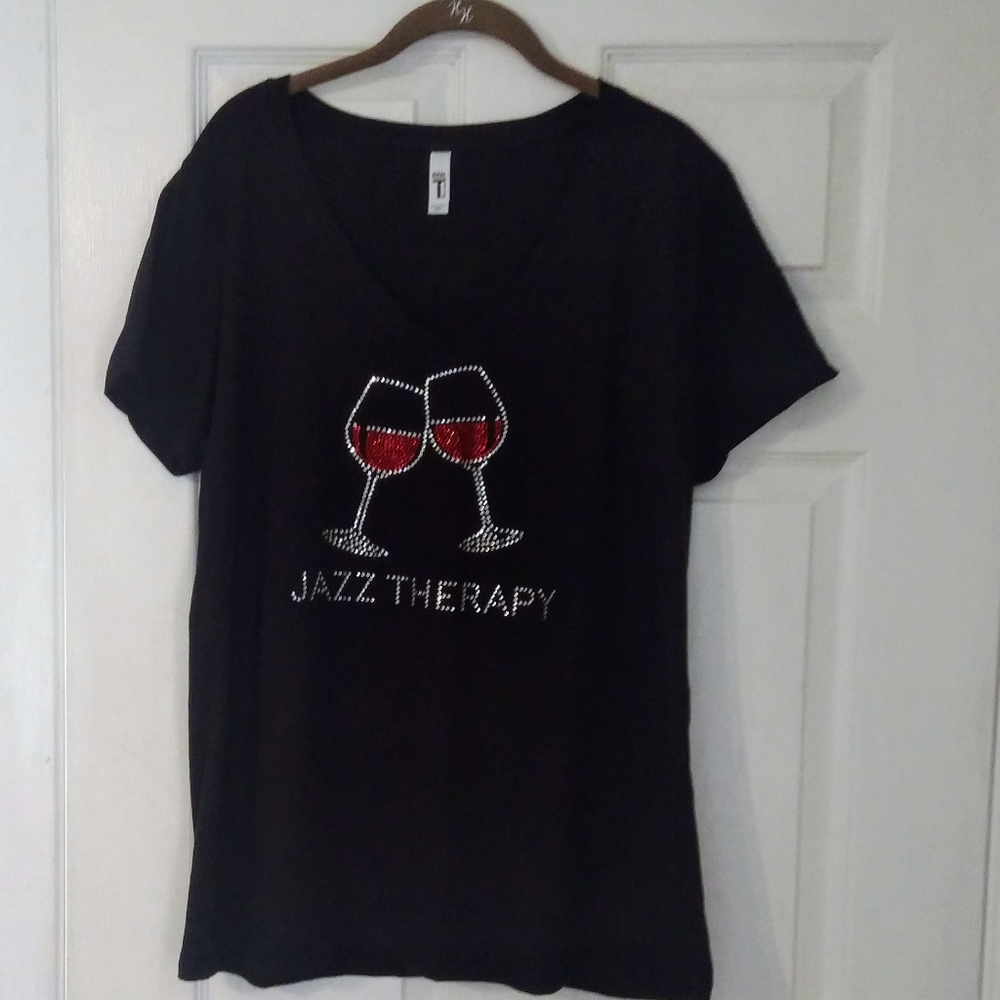 NWOT Wine Glasses Embellished T-shirt
